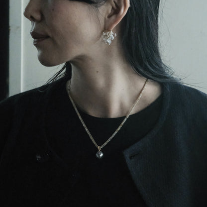 shuo'／Black Pearl Rutile Quartz Necklace