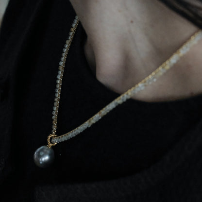 shuo'／Black Pearl Rutile Quartz Necklace