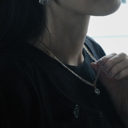 shuo'／Black Pearl Rutile Quartz Necklace