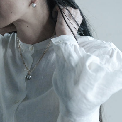 shuo'／Black Pearl Rutile Quartz Necklace