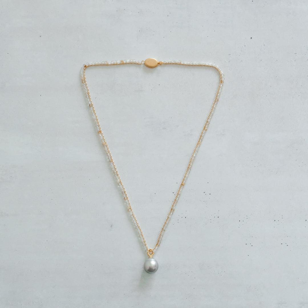 shuo'／Black Pearl Rutile Quartz Necklace