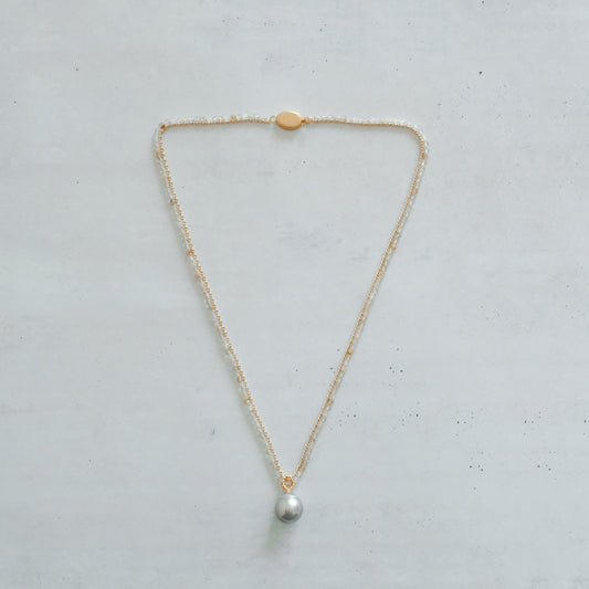 shuo'／Black Pearl Rutile Quartz Necklace