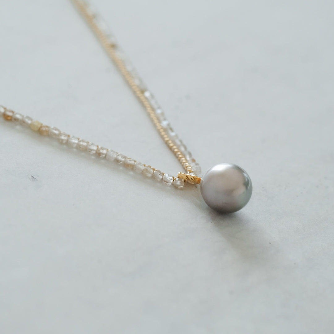shuo'／Black Pearl Rutile Quartz Necklace