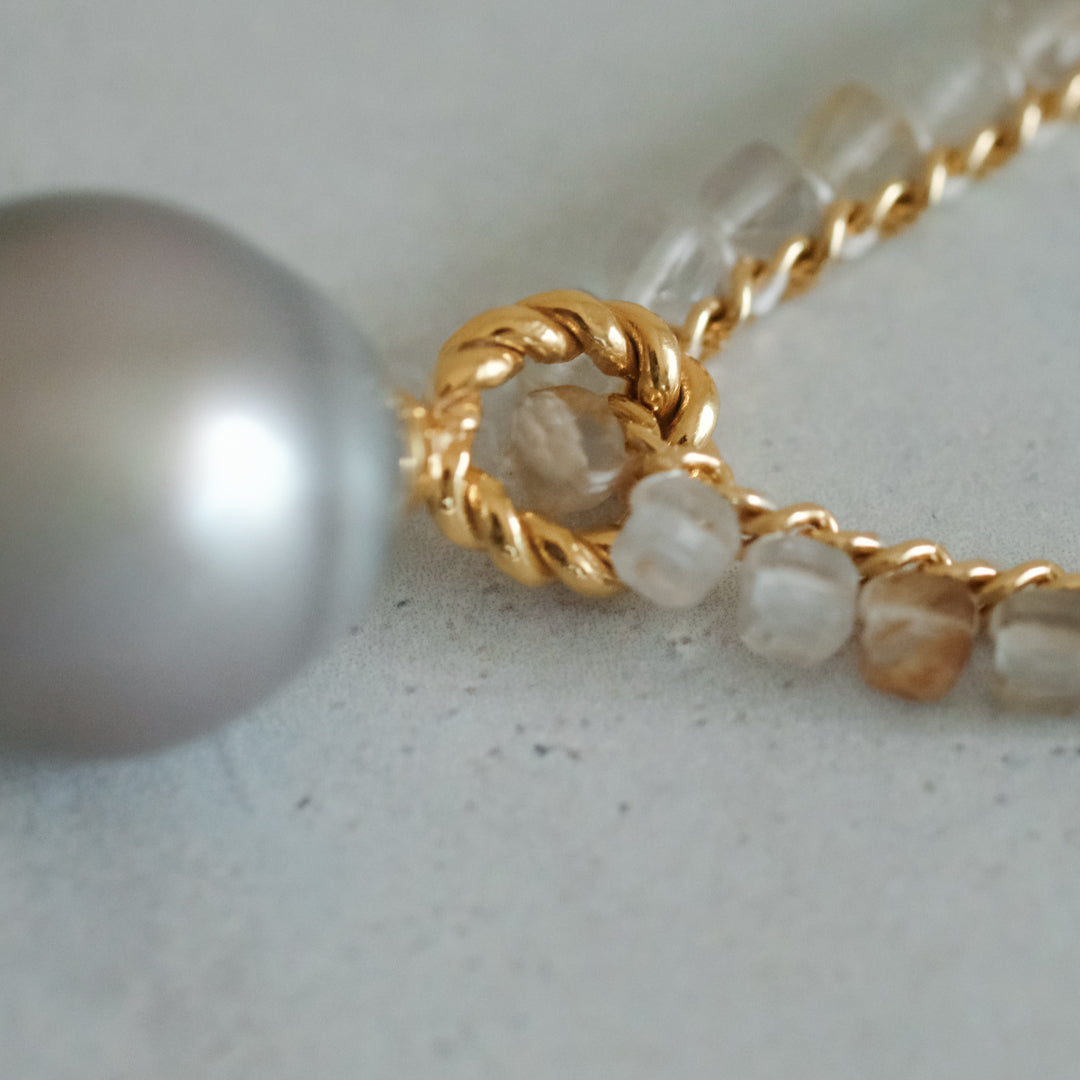 shuo'／Black Pearl Rutile Quartz Necklace