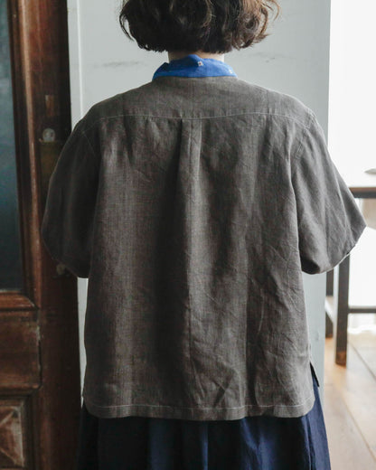 ENYO／TC26-19 タイカラーのブラウス シャテーニュ×ブルーエレクトリック