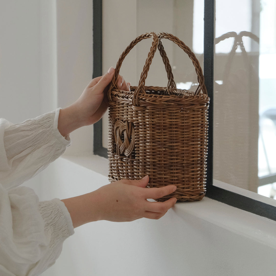 宮本工芸／【予約商品】あけびかご　薄型並み編みグニ手 特小（結び入り）