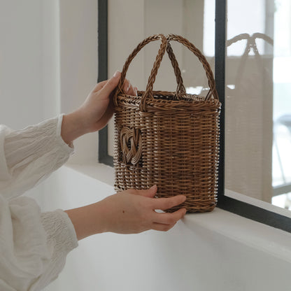 宮本工芸／【予約商品】あけびかご　薄型並み編みグニ手 特小（結び入り）