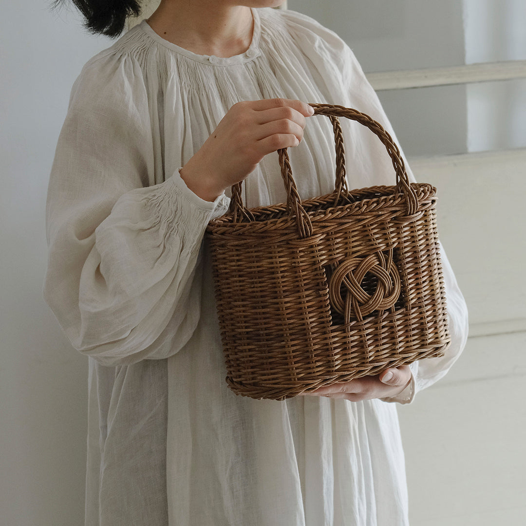 宮本工芸／【予約商品】あけびかご　薄型並み編みグニ手 特小（結び入り）