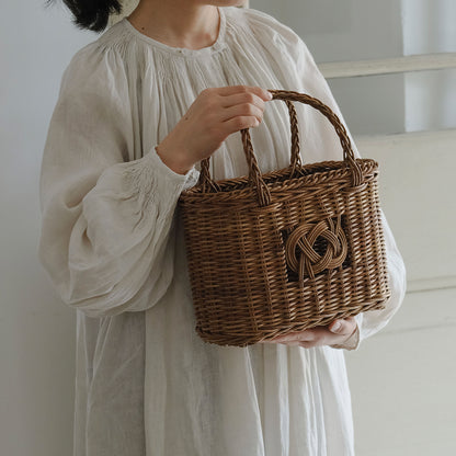 宮本工芸／【予約商品】あけびかご　薄型並み編みグニ手 特小（結び入り）