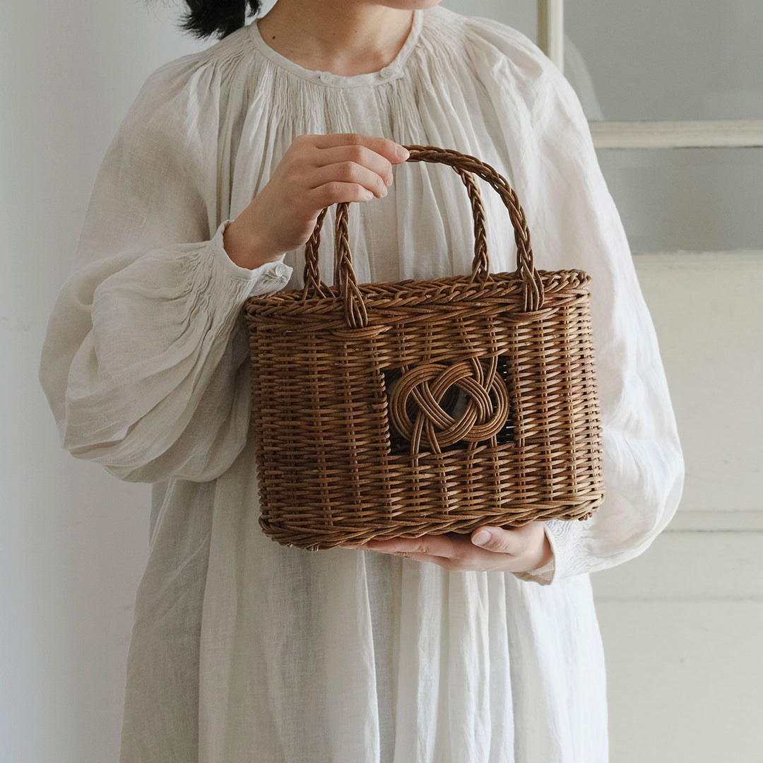 宮本工芸／【予約商品】あけびかご　薄型並み編みグニ手 特小（結び入り）