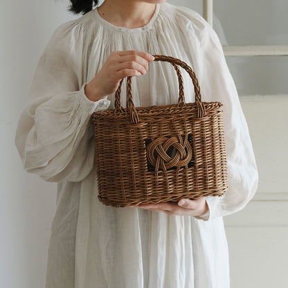 宮本工芸／【予約商品】あけびかご　薄型並み編みグニ手 特小（結び入り）