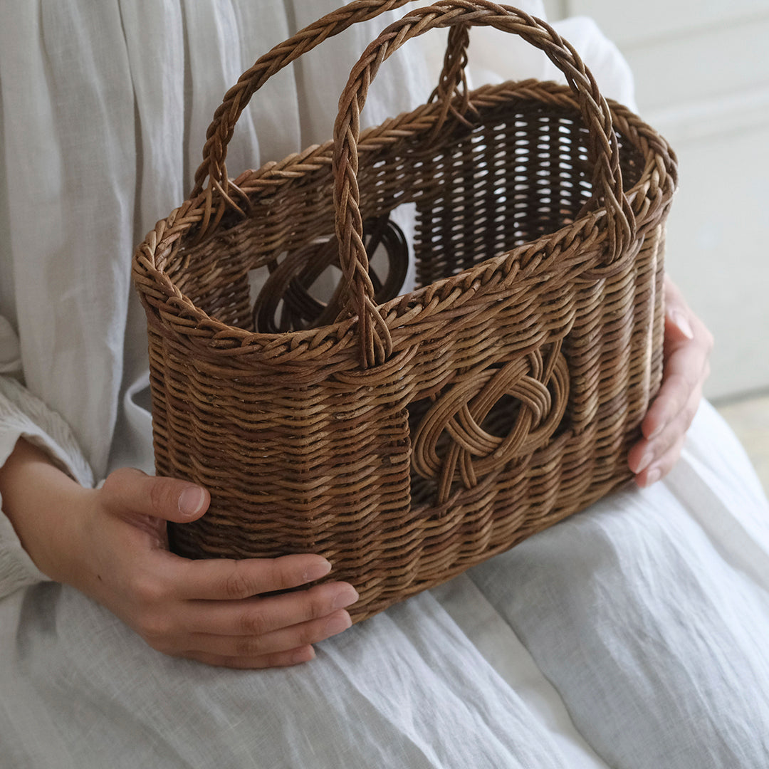 宮本工芸／【予約商品】あけびかご　薄型並み編みグニ手 特小（結び入り）