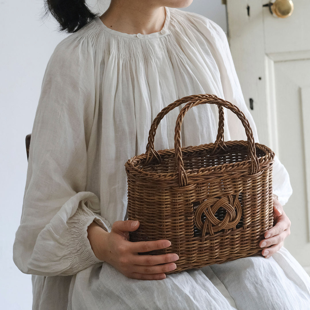 宮本工芸／【予約商品】あけびかご　薄型並み編みグニ手 特小（結び入り）