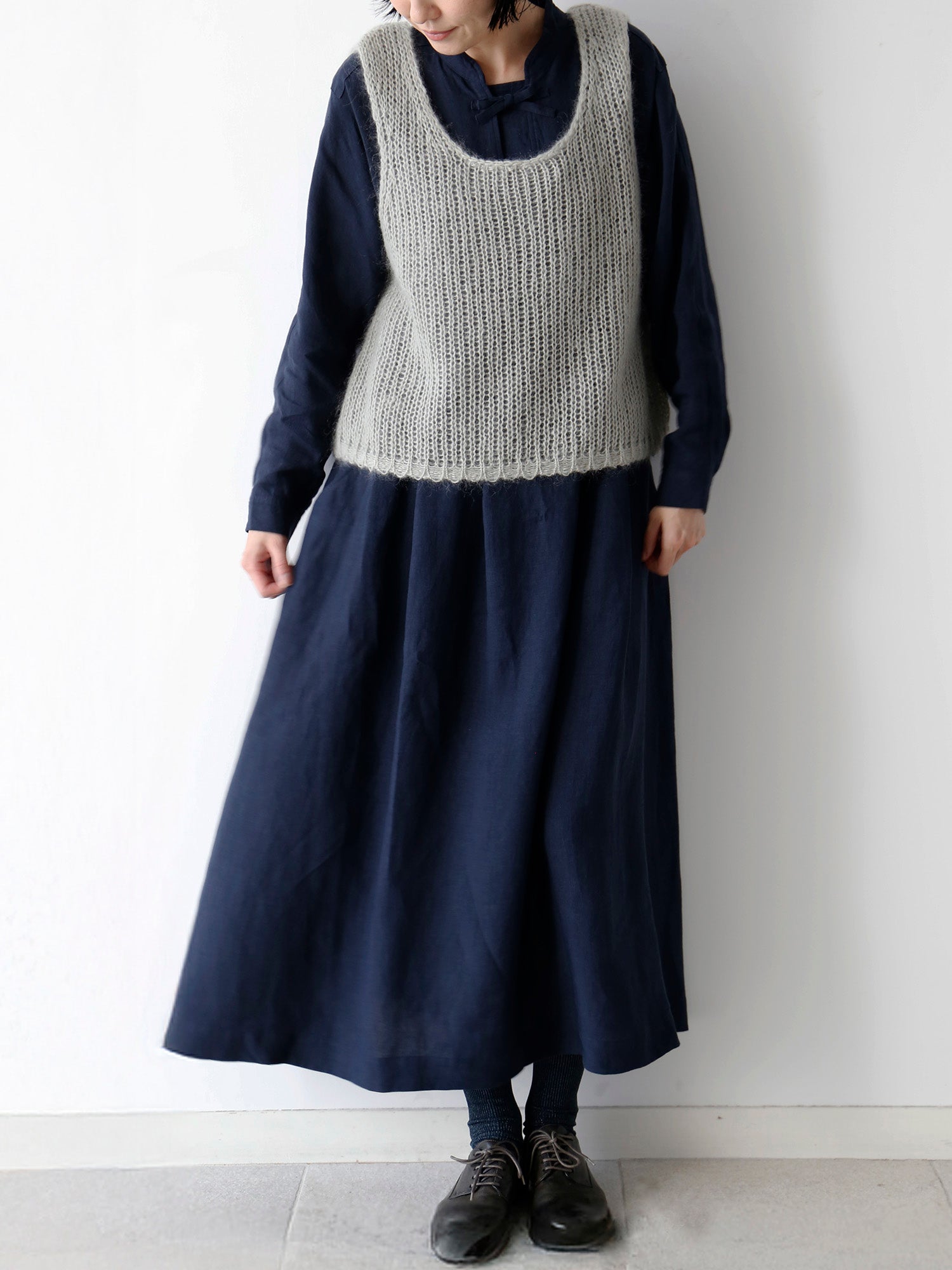 ▲インク38着用（モデル身長166cm）、ニット：ミュー / ブル・べべ[完売]