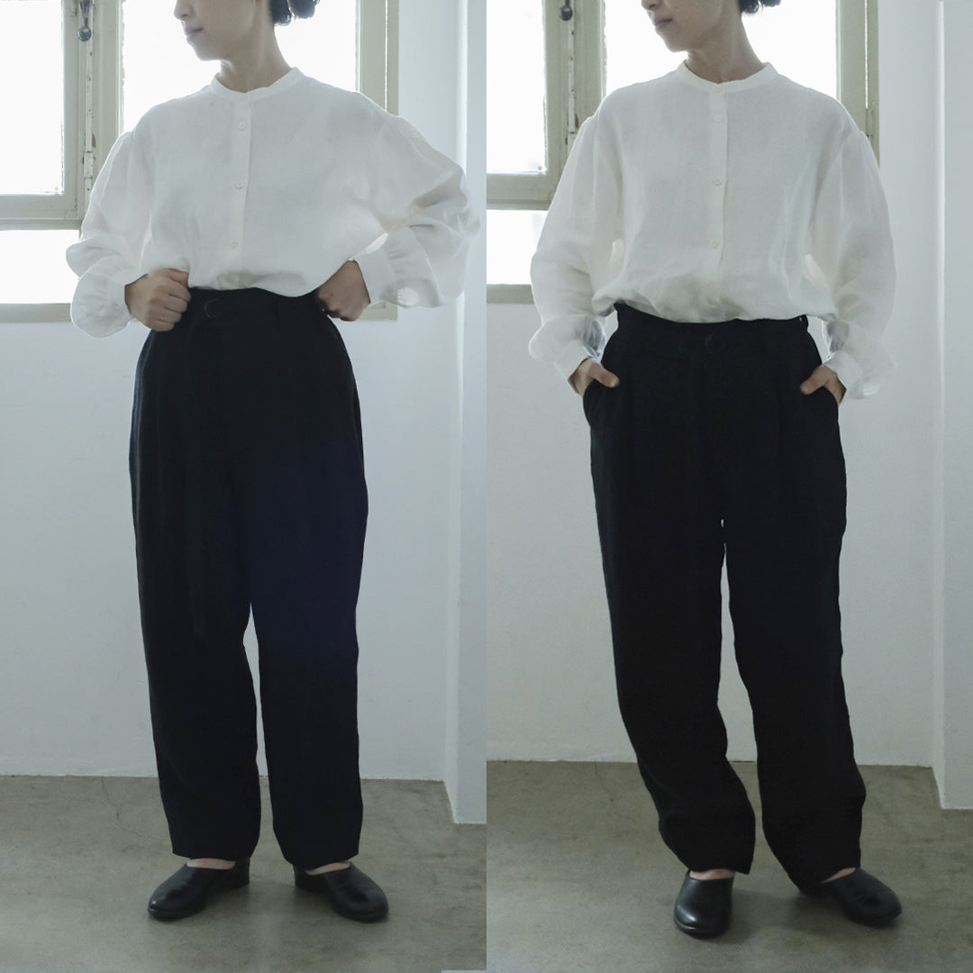 SALUÉ／エッグパンツC／ヘリンボーンリネン