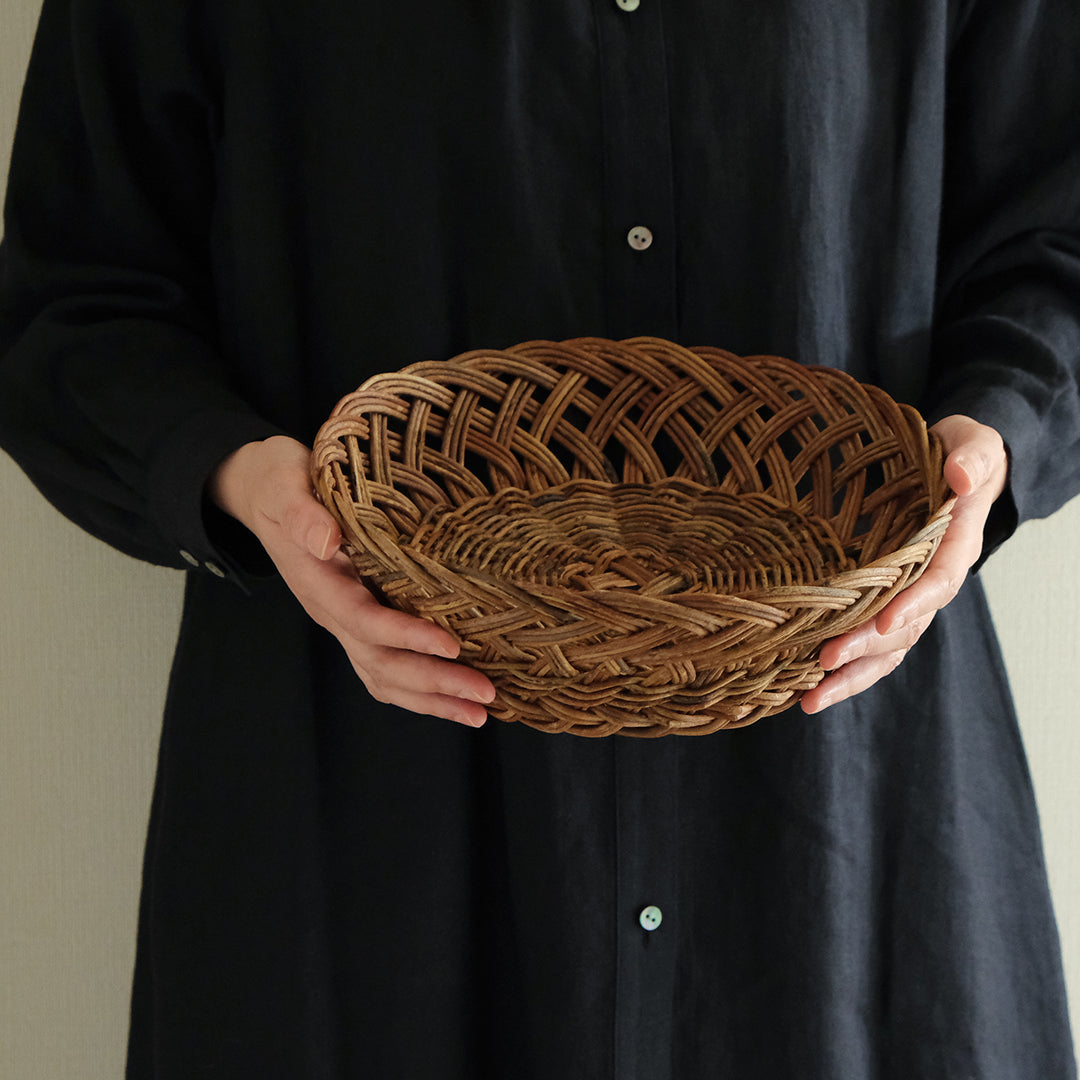 宮本工芸／あけびかご　新波型皿　大