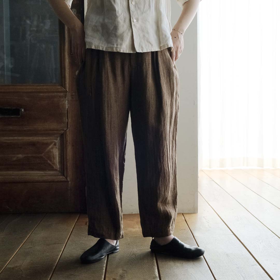 SALUÉ／エッグパンツC／ヘリンボーンリネン