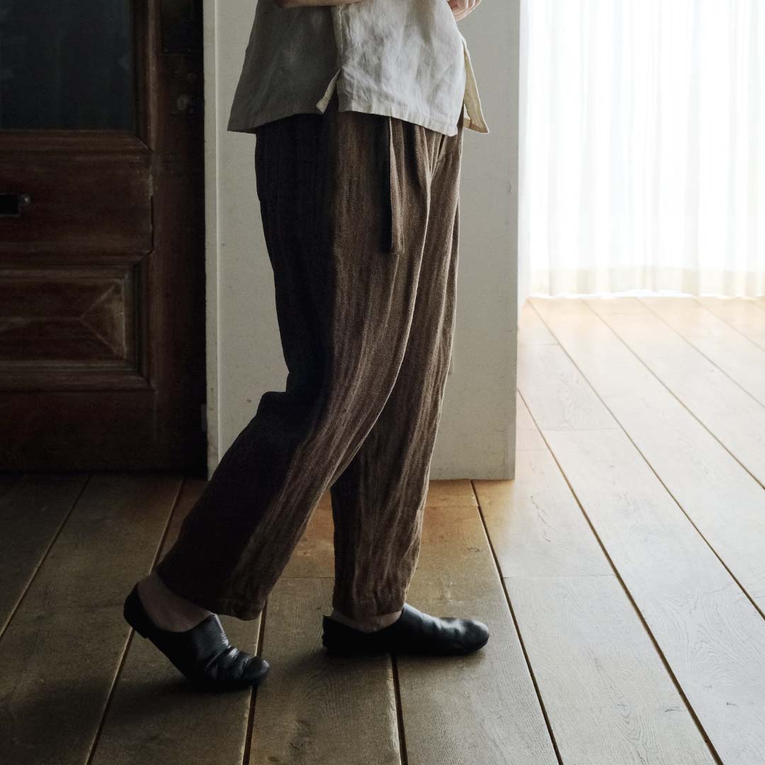 SALUÉ／エッグパンツC／ヘリンボーンリネン