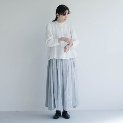 SALUÉ／リトアニアンリネンタックギャザースカート　グレー