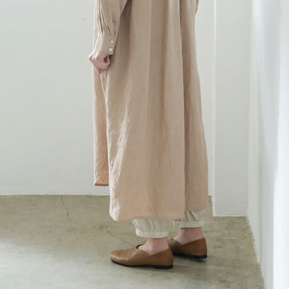 SALUÉ／バンドカラー長袖シャツドレス／ミッドウェイトリネン