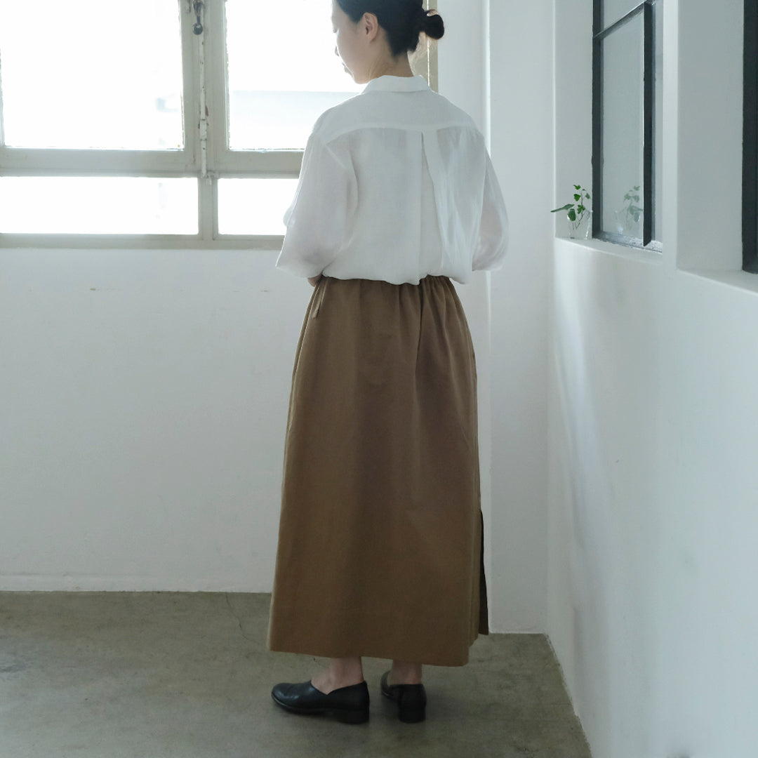 SALUÉ／ワンサイドスリットロングスカート／コットンリネン