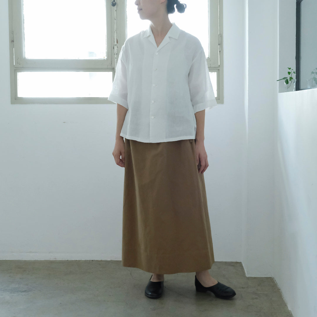 SALUÉ／ワンサイドスリットロングスカート／コットンリネン