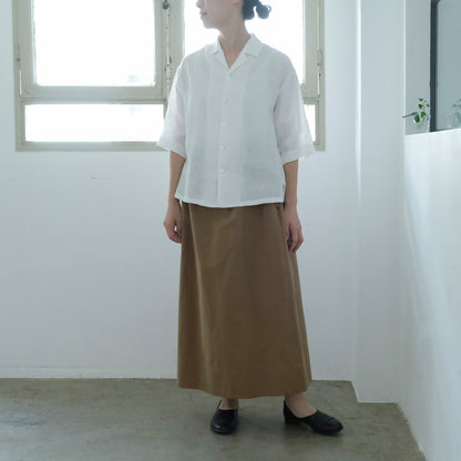 SALUÉ／ワンサイドスリットロングスカート／コットンリネン