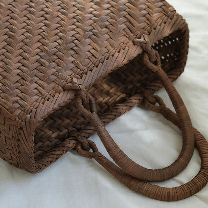 宮本工芸／【受注商品】山ぶどうかご あじろ編み 角型2.5分 巻き手