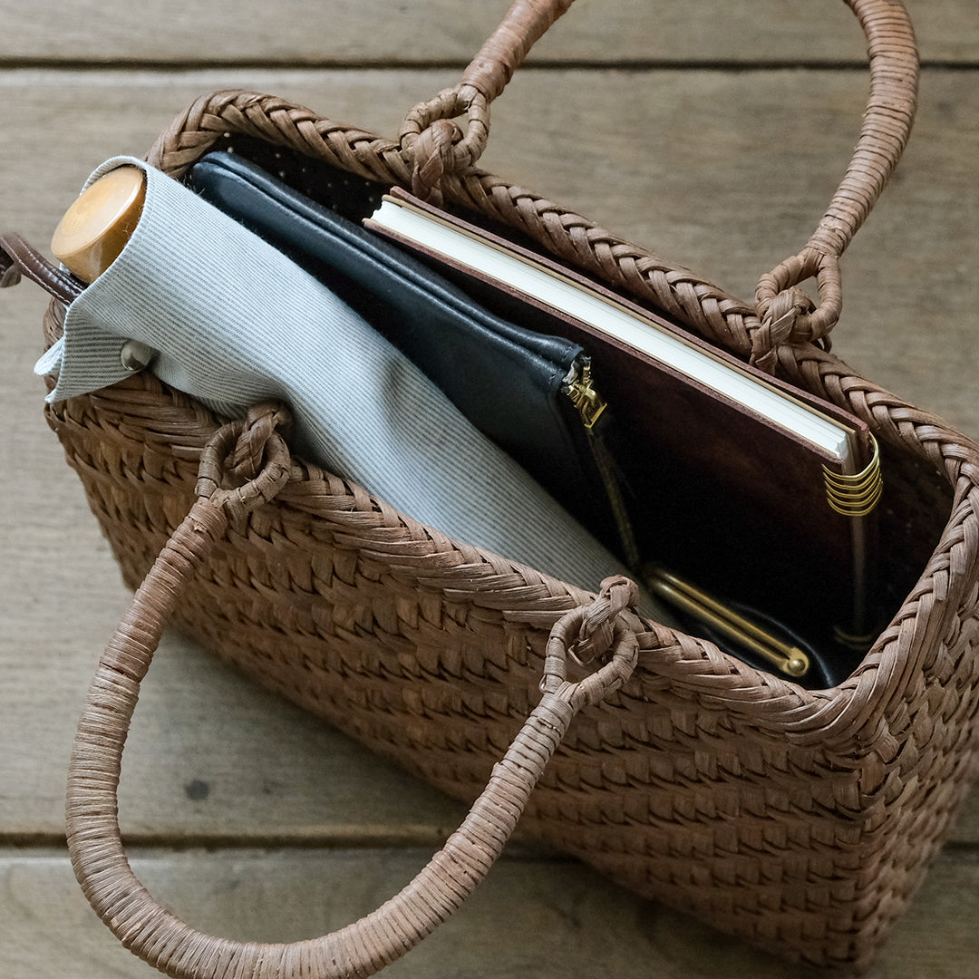 宮本工芸／【受注商品】山ぶどうかご あじろ編み 角型2.5分 巻き手