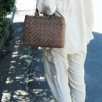 宮本工芸／【受注商品】山ぶどうかご あじろ編み 角型2.5分 巻き手