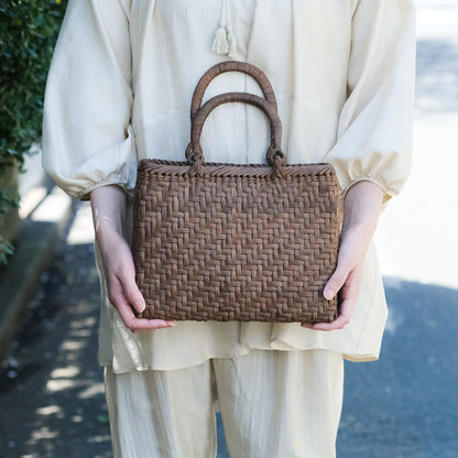 宮本工芸／【受注商品】山ぶどうかご あじろ編み 角型2.5分 巻き手