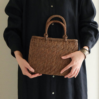 宮本工芸／【受注商品】山ぶどうかご あじろ編み 角型2.5分 巻き手