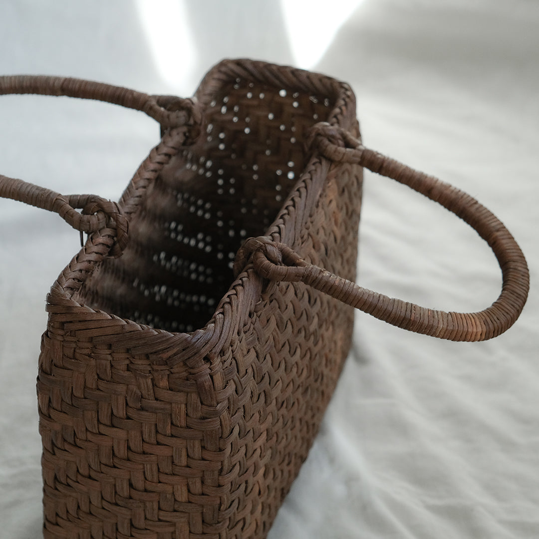 宮本工芸／【受注商品】山ぶどうかご あじろ編み 角型2.5分 巻き手