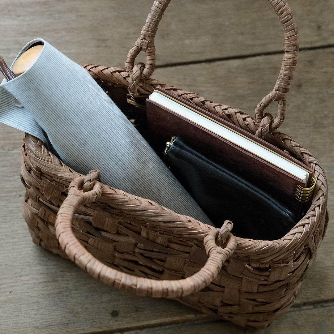 宮本工芸／山ぶどうかご 太巾 乱れ編み 駒型 巻き手