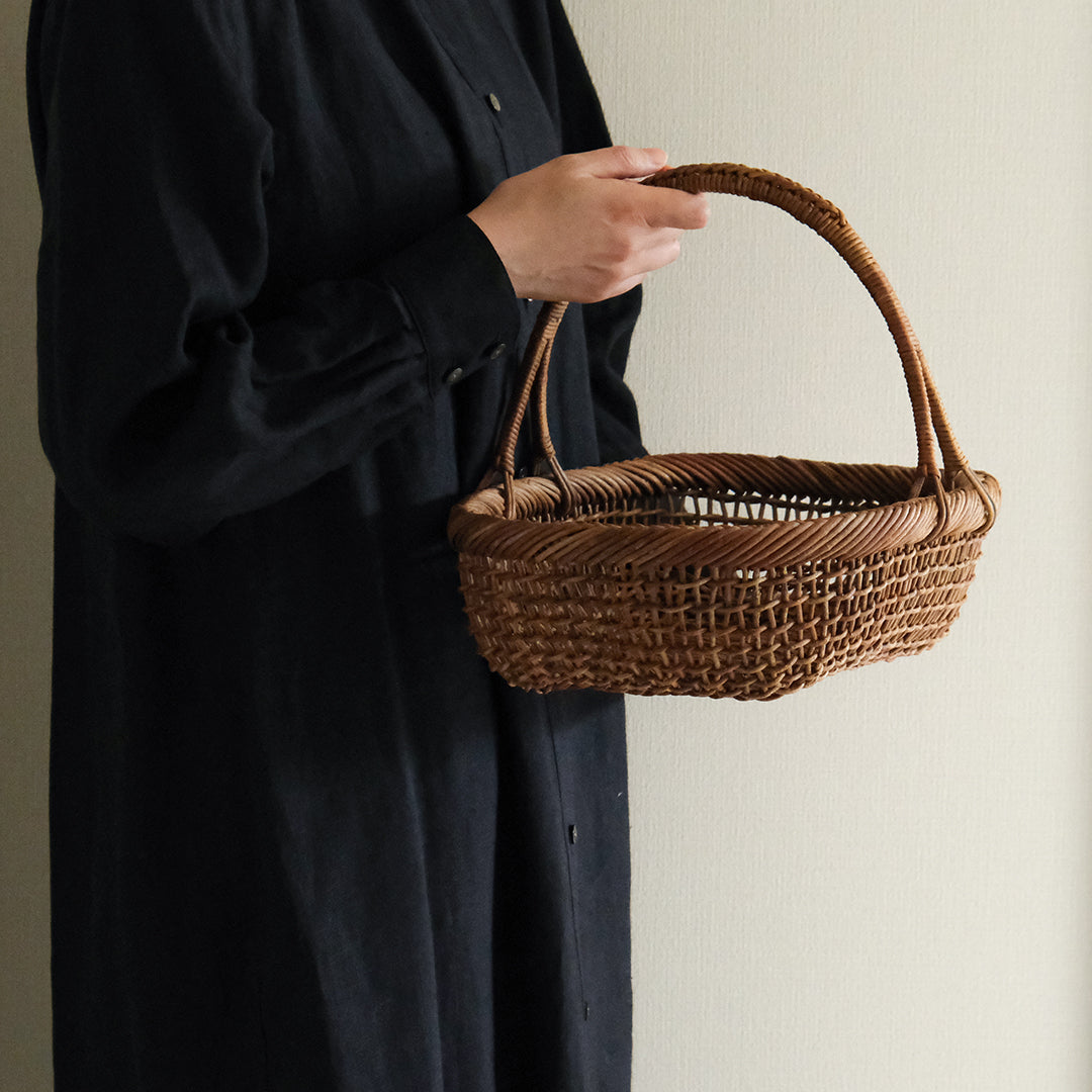 宮本工芸／【予約商品】あけびかご 細目こだし編み 小判型バスケット