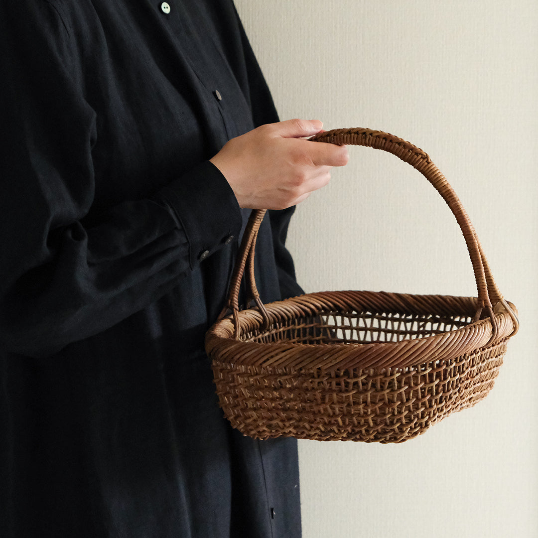 宮本工芸／【予約商品】あけびかご 細目こだし編み 小判型バスケット