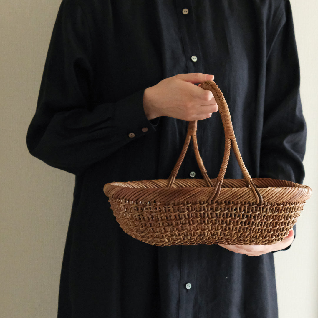 宮本工芸／【予約商品】あけびかご 細目こだし編み 小判型バスケット