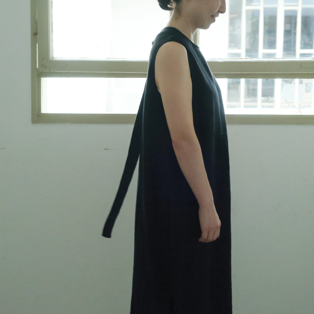 SALUÉ／【一部受注商品】シンプルドレス／ヘリンボーンリネンformal