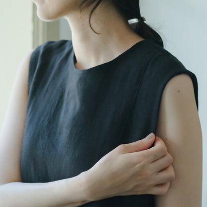 SALUÉ／【一部受注商品】シンプルドレス／ヘリンボーンリネンformal