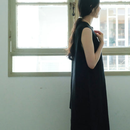 SALUÉ／【一部受注商品】シンプルドレス／ヘリンボーンリネンformal