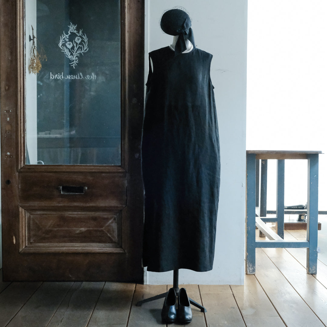 SALUÉ／【一部受注商品】シンプルドレス／ヘリンボーンリネンformal