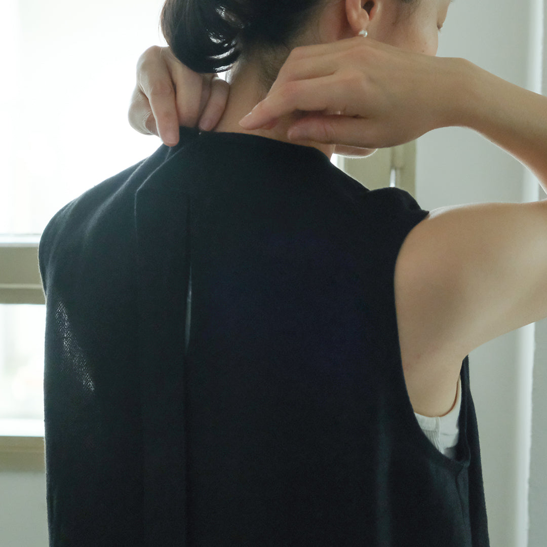 SALUÉ／【一部受注商品】シンプルドレス／ヘリンボーンリネンformal