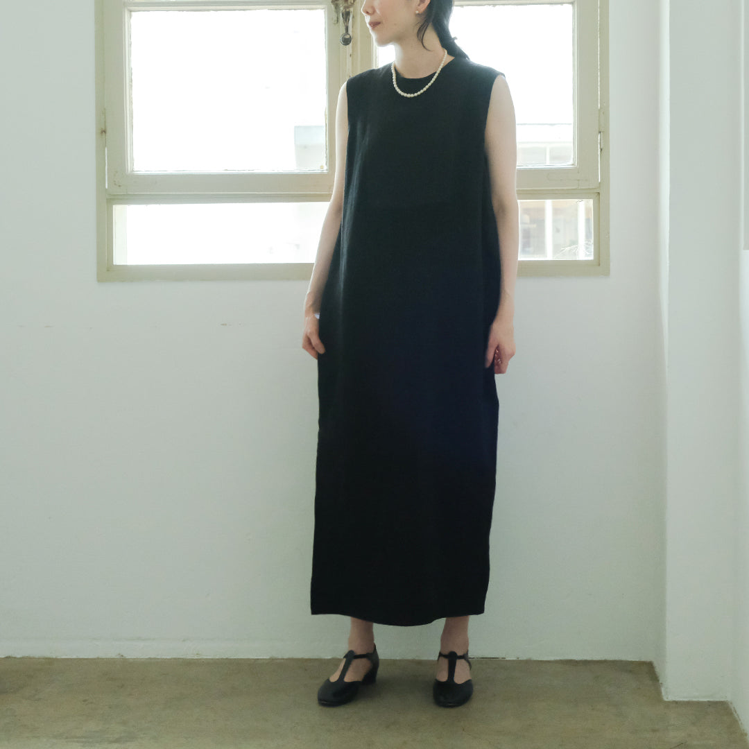 SALUÉ／【一部受注商品】シンプルドレス／ヘリンボーンリネンformal