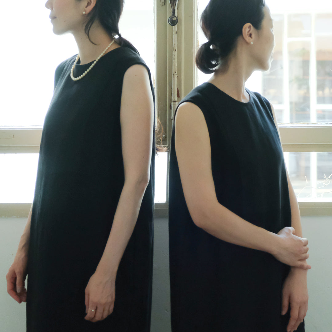 SALUÉ／【一部受注商品】シンプルドレス／ヘリンボーンリネンformal