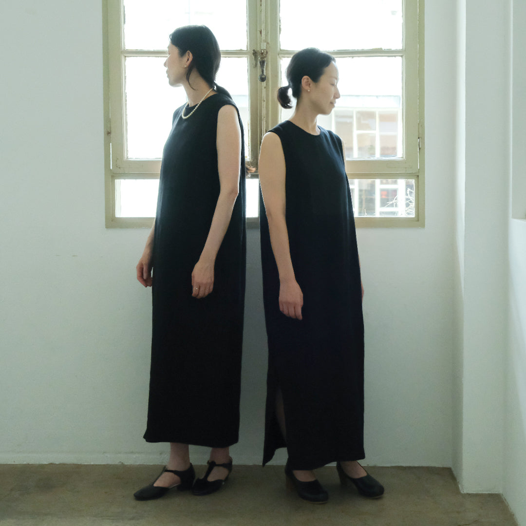 SALUÉ／【一部受注商品】シンプルドレス／ヘリンボーンリネンformal