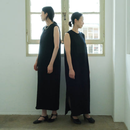 SALUÉ／【一部受注商品】シンプルドレス／ヘリンボーンリネンformal