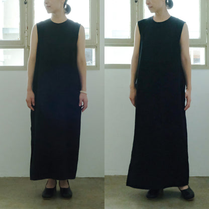 SALUÉ／【一部受注商品】シンプルドレス／ヘリンボーンリネンformal
