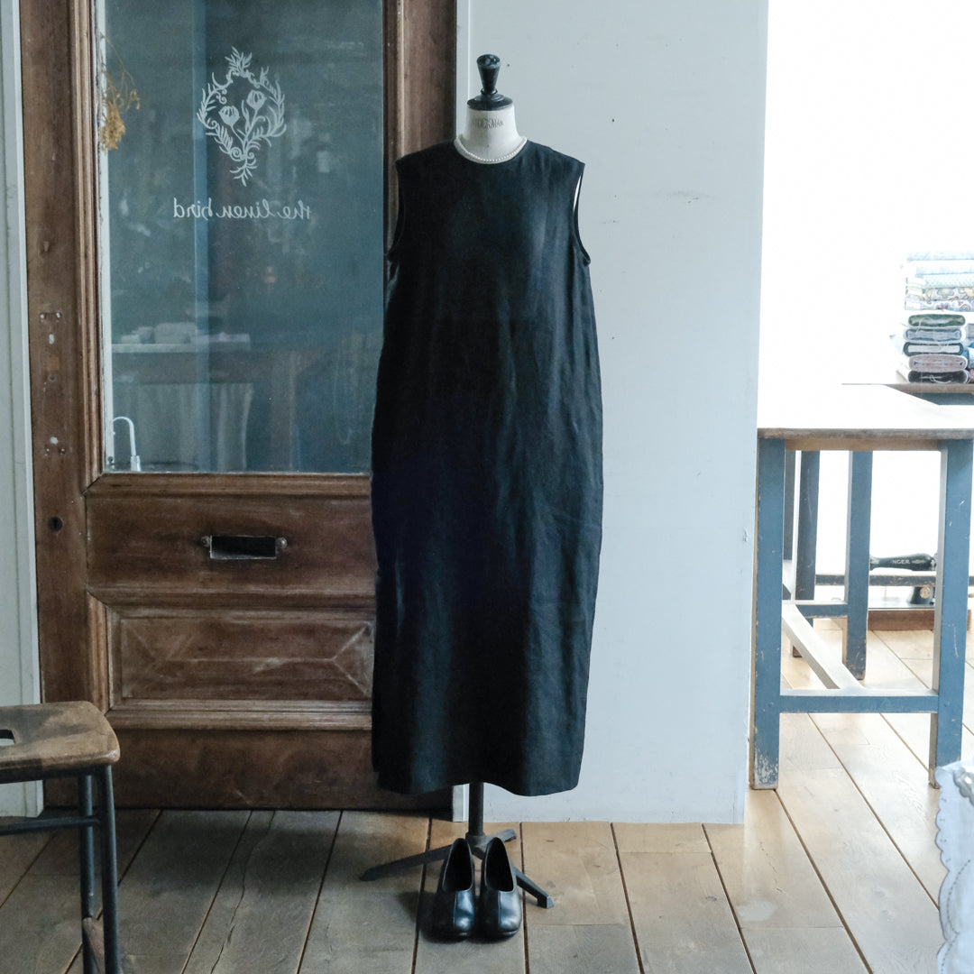 SALUÉ／【一部受注商品】シンプルドレス／ヘリンボーンリネンformal