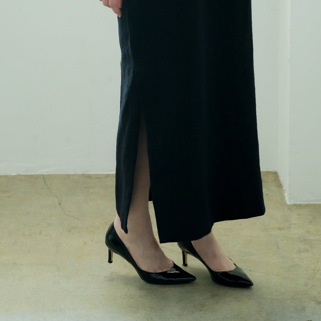 SALUÉ／【一部受注商品】シンプルドレス／ヘリンボーンリネンformal