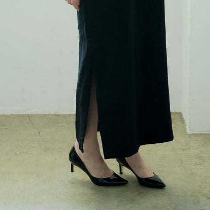 SALUÉ／【一部受注商品】シンプルドレス／ヘリンボーンリネンformal